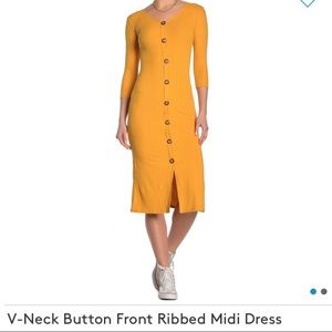 Velvet torch button front ribbed mini dress m